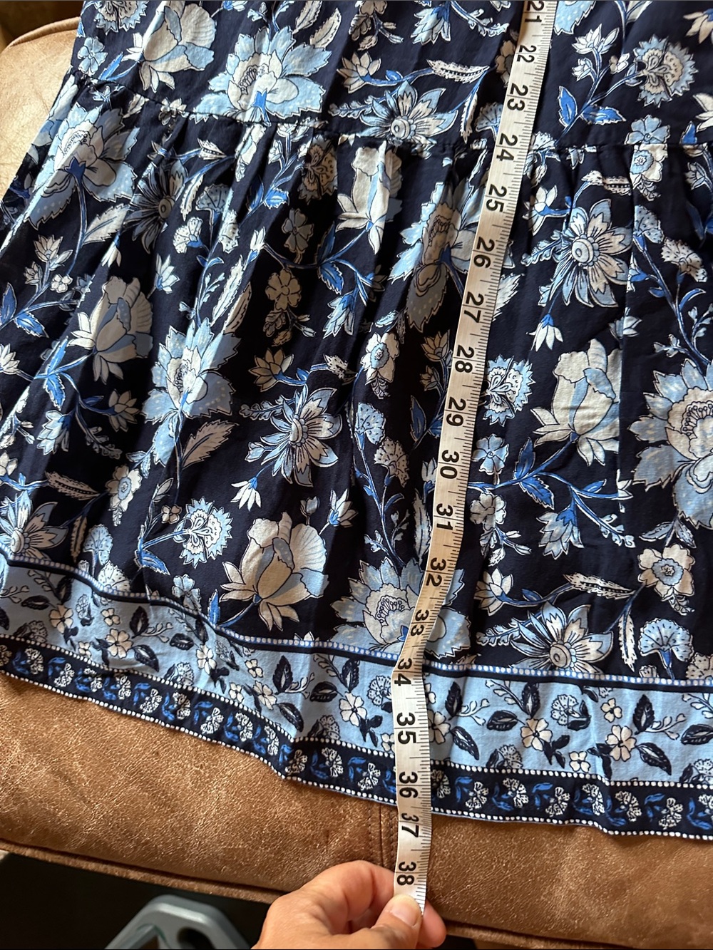Vineyard Vines Navy and Light Blue Floral Tiered Maxi Skirt - Picture 7 of 8